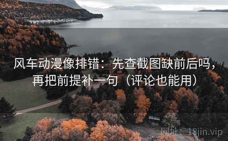 风车动漫像排错：先查截图缺前后吗，再把前提补一句（评论也能用）  第2张